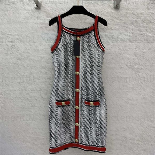 

dresses luxury dresses women letter maze print slim stretch sleeveless knit camisole round neck music festival dress designer clothing, Black;gray