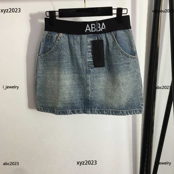 

women designer dress fashion denim short skirt letter woven elastic waist design skirt #multiple product, Black
