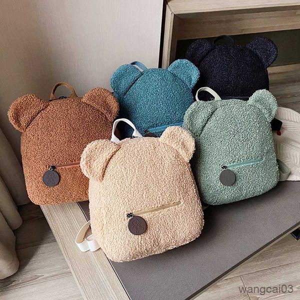 

backpacks cute bear ear fleece small backpack kids girls casual warm lambswool daypack bag schoolbag rucksack for travel shopping r230805