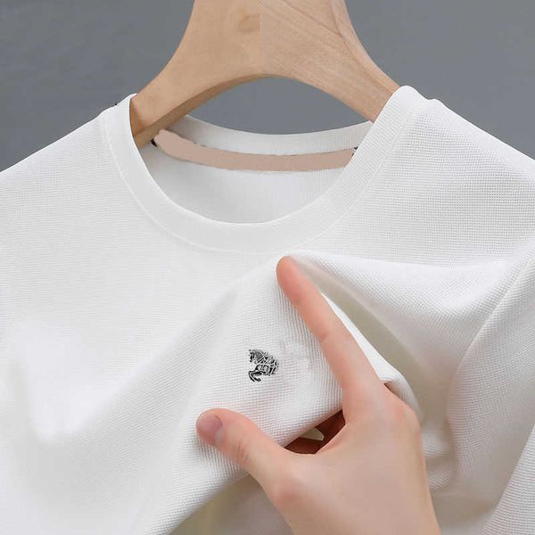 

mens tshirt spring/summer designer short sleeve tee 100% silk polo round neck women pullover tb war horse embroidery t shirt, White;black