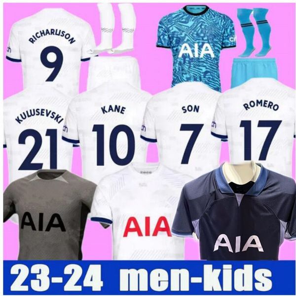 

23 24 son home soccer jerseys 2023 2024 football shirt third lucas lloris perisic kulusevski bentancur kane richarlison pedro porro tottenha, Black;yellow