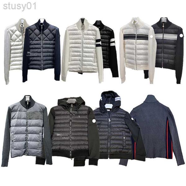 

mens knitted panels puffer down winter jacket designer black lightweight men's jacket spring autumn outerwear coats