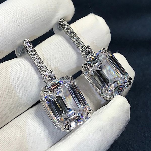 

choucong brand dangle earrings luxury jewelry 925 sterrling silver emerald cut white z cz diamond stunning party women wedding drop earring