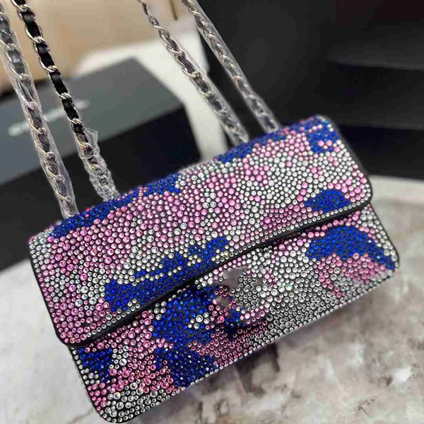 

classic flap crystal series shiny bling bling bags silver metal hardware matelasse chain crossbody shoulder purse cosmetic case luxury desig
