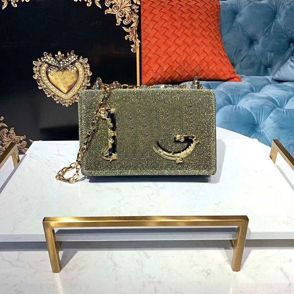 

chain crossbody bags matte bling handbag purse fashion letter genuine leather shoulder bag baroque gold-pleated emblem flap clutch wallets