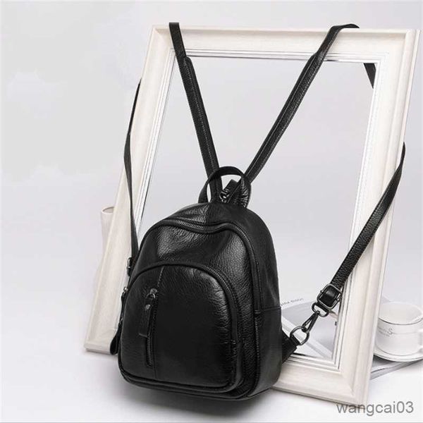 

backpacks fashion leather women backpack female black backpacks small zipper bags student backpack solid rucksack for girls r230805