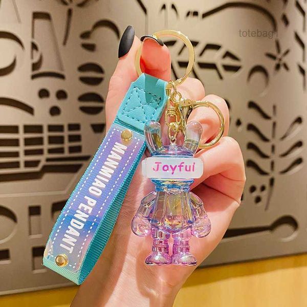 

cartoon crystal gradient luminous rabbit doll keychain, mesh red, colorful acrylic backpack accessory small gift 4 hcch, Silver