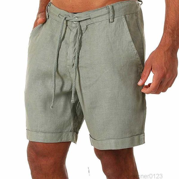 

quality 2021 new linen men's casual fashion shorts flax high solid color short trousers male summer beach breathable flax shorts, White;black