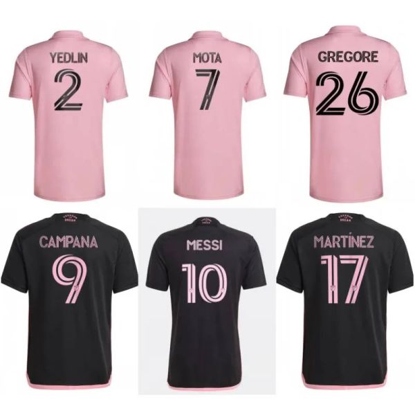 

messis 2023 2024 inter miami soccer jerseys cf 10 messis 7 jean mota 2 deandre yedlin 17 josef martinez 9 leonardo campana 14 corentin jean, Black;yellow