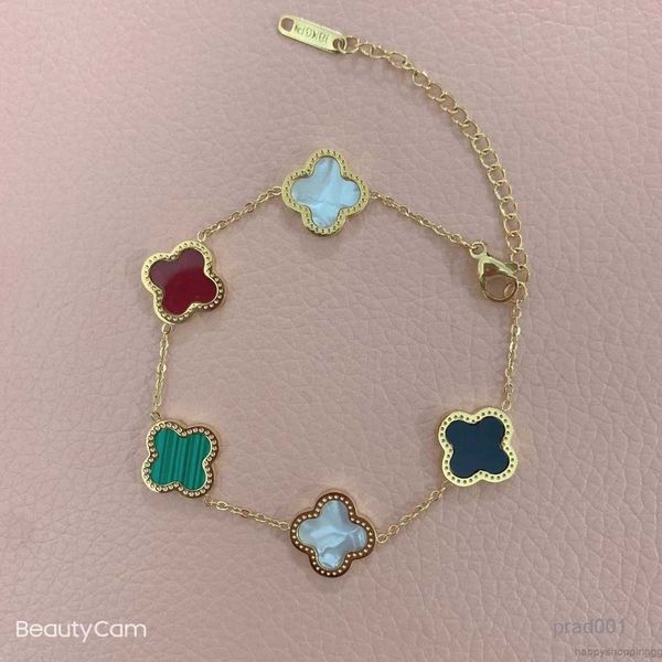 

designer charm bracelet fashion vintage 5 motifs bracelets clover leaf necklace luxury design wedding jewelry van 4/four flower, Golden;silver