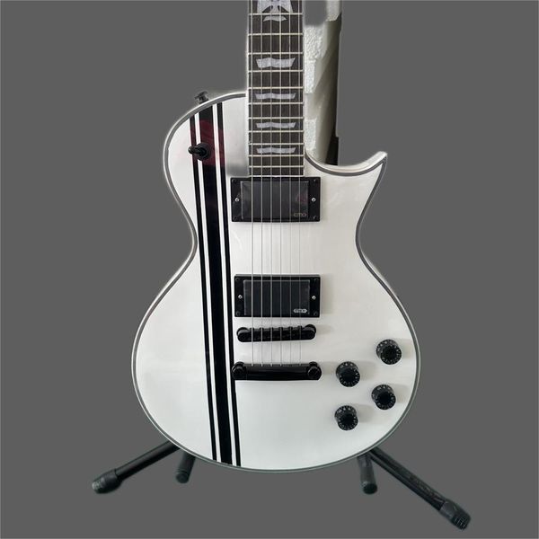 

white solid wood electric guitar, active pickup, high