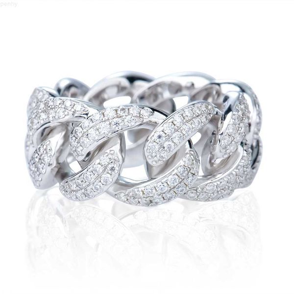 

hip hop style 925 silver sterling with two rows vvs moissanite cuban rings for men