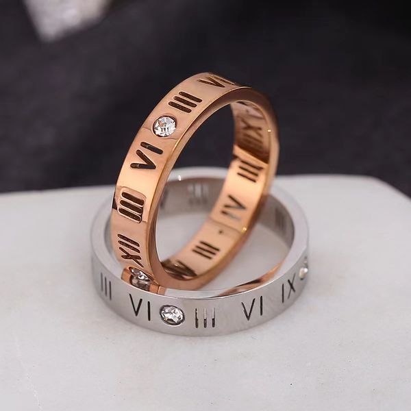 

designer jewelry 4mm 5mm 6mm titanium steel silver love ring men and women rose gold jewelry for lovers couple rings gift
