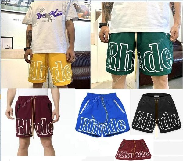 

designer shorts rhude shorts men's capsule shorts summer beach pants mesh material breathable sweat loose fitness basketball pants mens, White;black