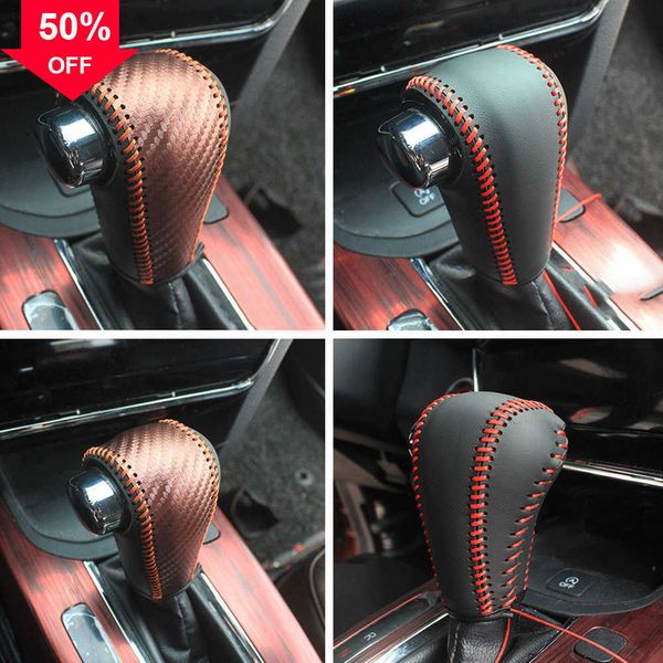 

new leather car gear head shift knob cover fit for honda crv cr-v 2017-2021 gear shift collars accessories for ibiza
