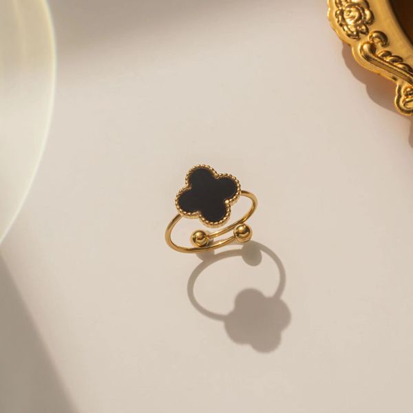

designer jewelry clover ring classic diamond ring wedding rings of woman man love ring gold silvery chrome heart ring valentines day gift, Silver