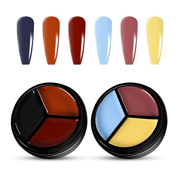 

buriburi 3 in 1 solid gel nail polish pudding gel polish palette uv soaking gel for nail salon starter nail kit 3s1718, Red;pink