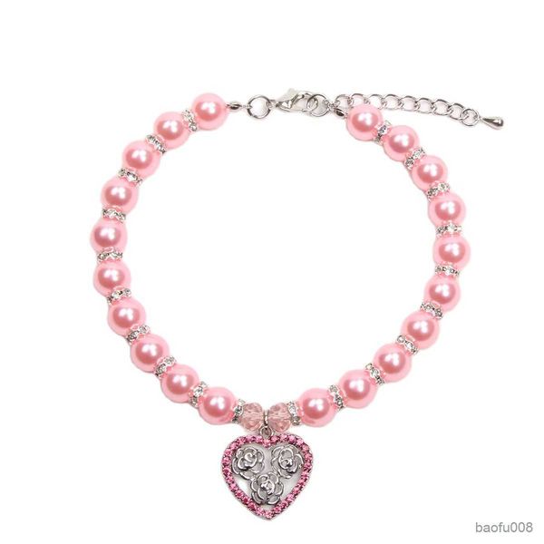

dog collars dog beads necklace collar with rose charm pendant pet jewelry for female dogs cats r230609