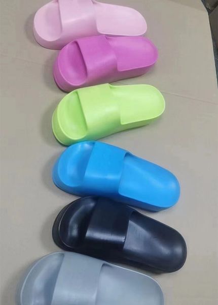 

paris designer women men platform sandals slippers thick bottom slip on slide mule track shoes pool slide chunky rubber sole flip flop fluo, Black