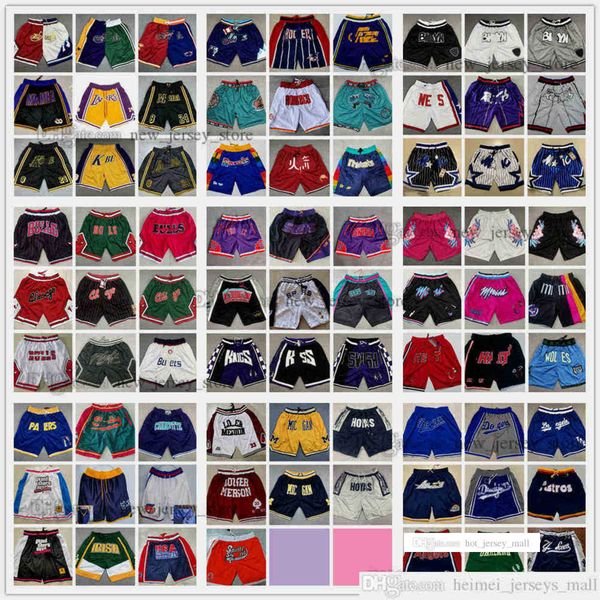 

down jacket all teams justdon basketball shorts retro hip pop short pant stitched with pocket zipper sweatpant black white blue red green