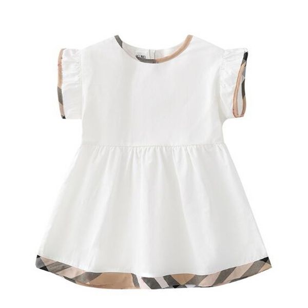 

new style girls dresses cotton kids baby round collar flying sleeve dress cute toddler girl plaid princess skirt summer children clothes, Red;yellow