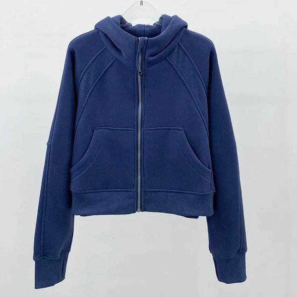 

lulus women brushed full zip hoodie jacket sportswear lu-98 yoga outfits hooded workout track running coat with pockets outdoor fleeces thum, Black