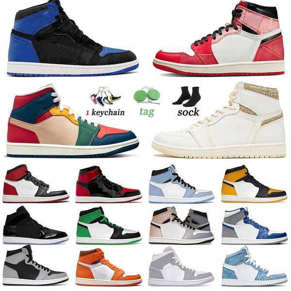 

jumpman 1 1s royal suede basketball shoes men original sneakers light smoke grey denim lucky green space jam women trainers sports multi col