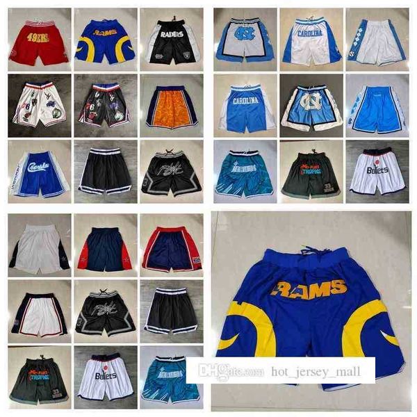 

men's shorts team basketball shorts just don retro dream bullets wear sport pant with pocket zipper sweatpants hip pop red blue black w