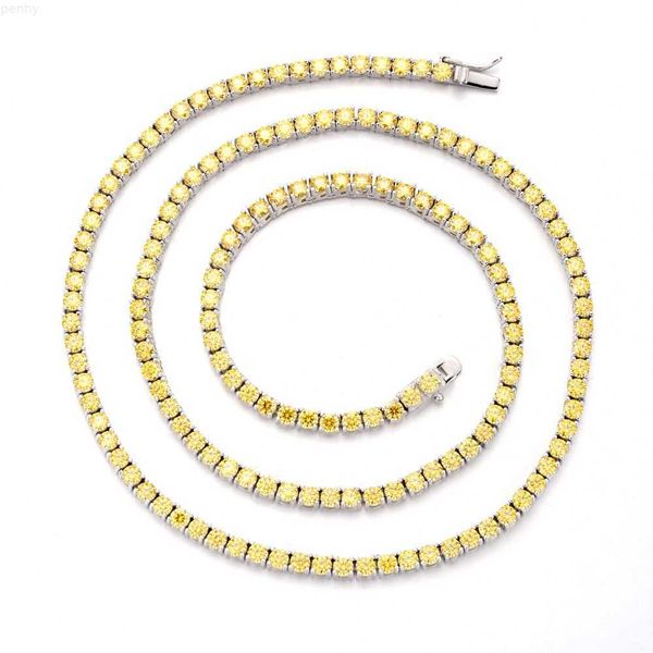 

hiphip bracelets solid silver prong blue black orange yellow vvs moissanite 3mm 4mm 5mm tennis chain necklace