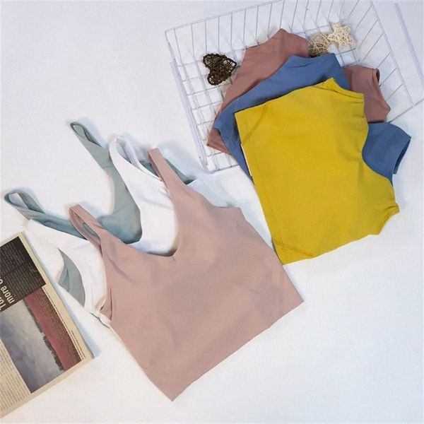 

lulus women's butterluxe u back sports bra - scoop neck padded low impact workout yoga bra with built in bra lulus lemon 41vg#