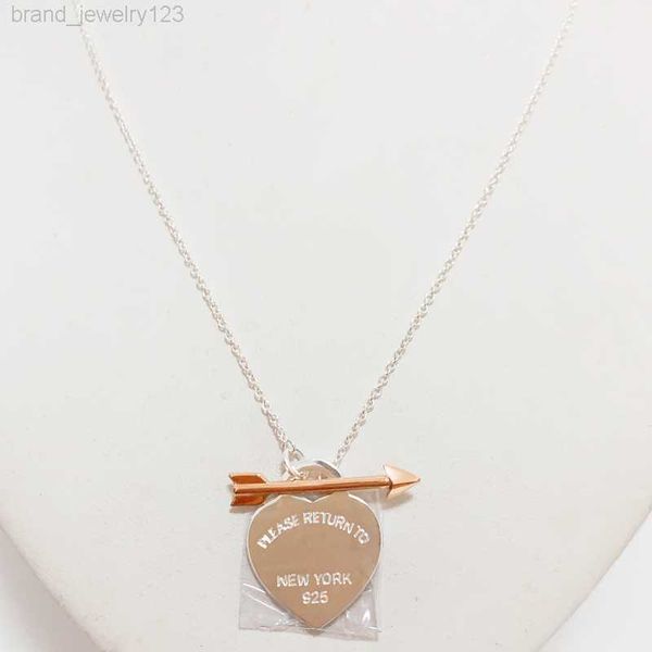 

s925 sterling silver love heart arrow exquisite necklace original 1 1 women's selling jewelry valentine's gift with box