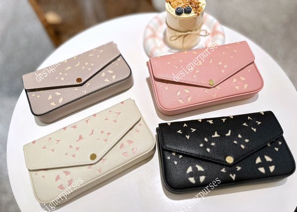 

tz cowhide kirigami printed 3 piece set handbag multi pochette felicie women chain bags wallet messenger leather handbags shoulder flower pu