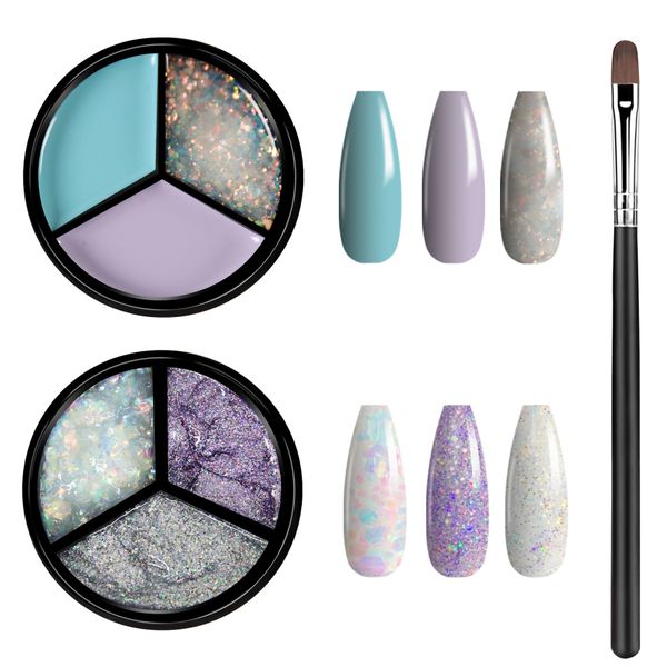 

buriburi 6 colors solid gel nail polish with brush set, pudding cream gel soaking palette curing needed manicure diy salon nail kit (20-31-g, Red;pink