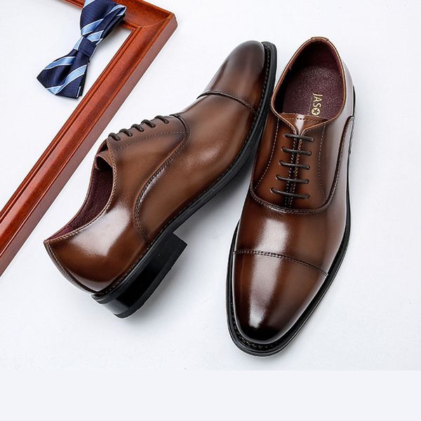 

2023 handmade oxford dress shoes men genuine cow leather suit shoes footwear wedding formal italian shoes hot, Black