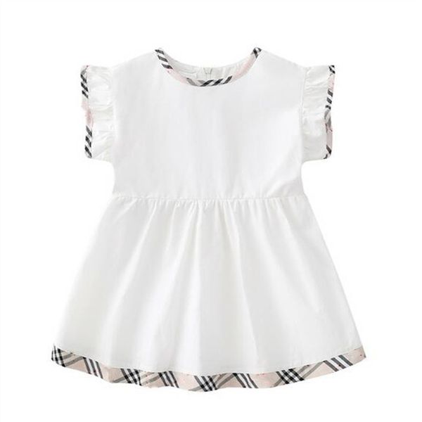 

cute girls dresses cotton kids baby round collar flying sleeve dress toddler girl plaid princess skirt new style children clothes, Red;yellow