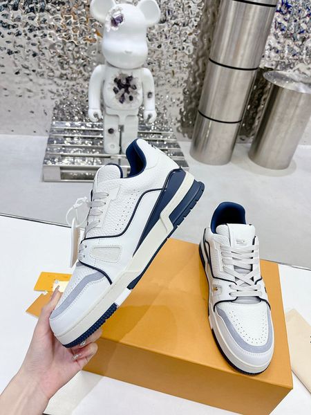 

new designer woman's shoe leather lace up men fashion platform sneakers white black mens womens casual 0607