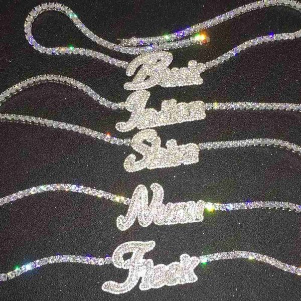 

customize personalized hip hop zircon micro inlaid private die opening signature letter combination pendant, Silver