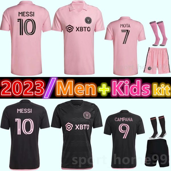 

new 2023 inter miami cf messis soccer jersey jordi alba matuidi campana yedlin mls messies home away football shirt higuain men kids kit uni, Black