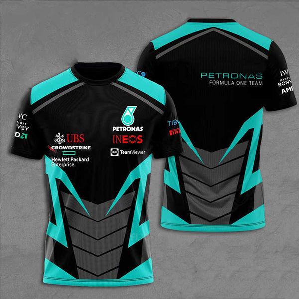 

2023 new large size t-shirt petronas formula 1 short sleeve 3d printed, White;black