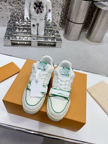 

designer woman's shoe leather lace up mens fashion platform sneakers white black mens 0607