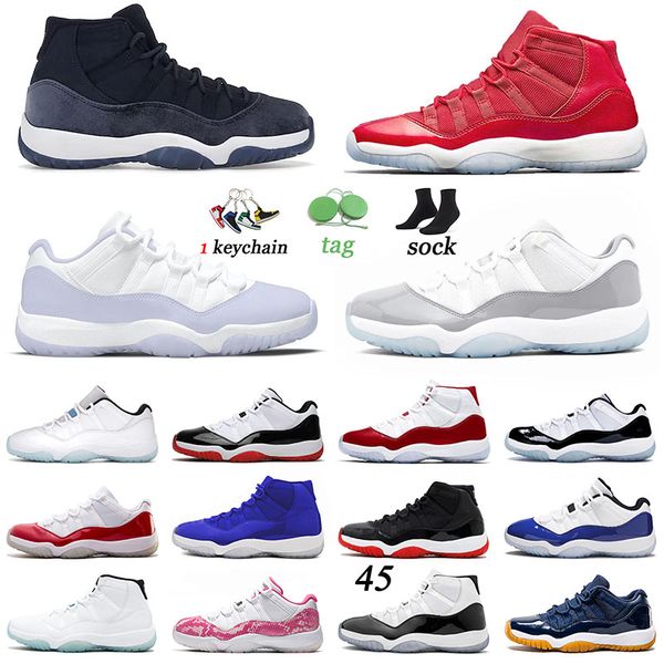 

11s sneakers cherry basketball shoes jumpman 11 midnight blue cool grey space jam legend blue varsity red frost white pure violet men women