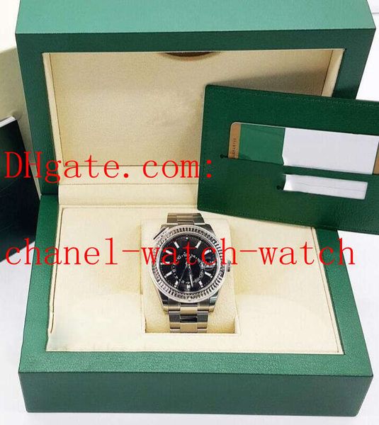 

stainless steel black dial men's wristwatches 42 mm 18k white gold 326934 sapphire glass mens automatic machinery watches box/papers, Slivery;brown