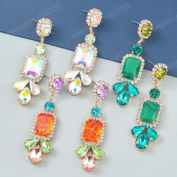 

multicolor waterdrop rhinestone women's dangle earrings party wedding accessories fashion statement jewelry, Silver