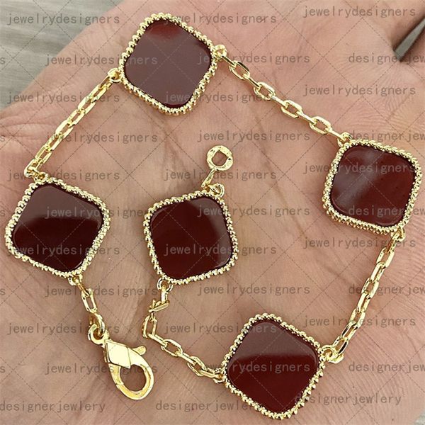 

fashion classic 4/four leaf clover charm bracelets bangle chain 18k gold agate shell mother-of-pearl for women girl wedding mother' day, Golden;silver