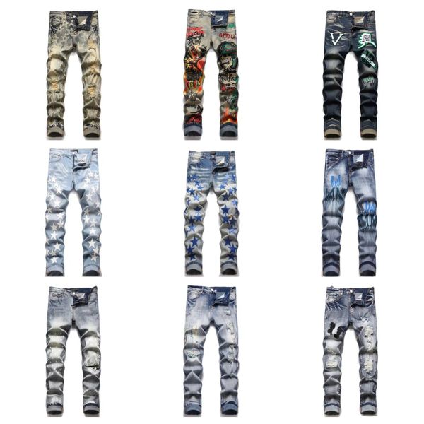 

mens designer jeans jeans for men mens jeans european jean hombre pants trousers biker embroidery ripped for trend cotton fashion jeans men, Blue