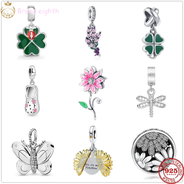 

for pandora charms sterling silver beads women shiny dragonfly blooming, Black