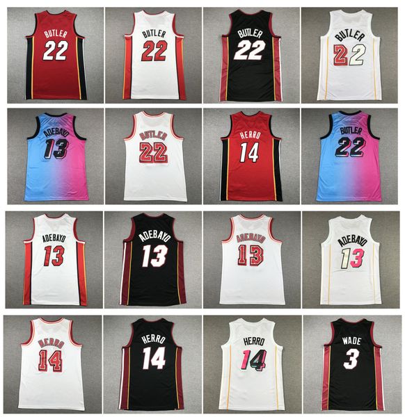 

jimmy butler heats basketball jersey miamis 2023 finals patch bam adebayo tyler herro dwyane wade caleb martin red blue black white size s-x, Black;red