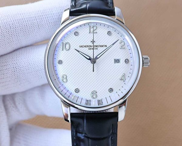 

formal classic luxury wrist watches v c 81180 luxu 40mm concise steady first-choice gift iced out movement watch number dial 1p, Slivery;brown