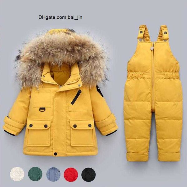 

chery nf003 oc clothing sets thick warm down coat baby bodysuit outwear real fur collar white duck rompers 2-piece set zipper opening belt p