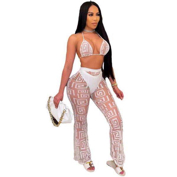 

women clothing pure color swimsuit mesh three piece suit, White;black